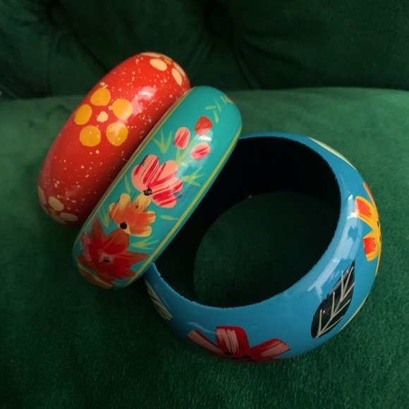 Set of 3 Hand-painted Bangles. - Picture 1 of 2